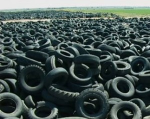 Scrap tire piles litter North America, approx 3 billion.